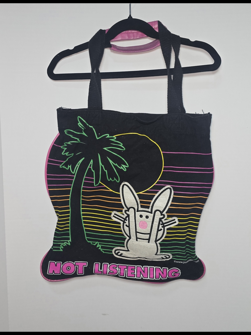Happy Bunny "Not Listening" tote bag